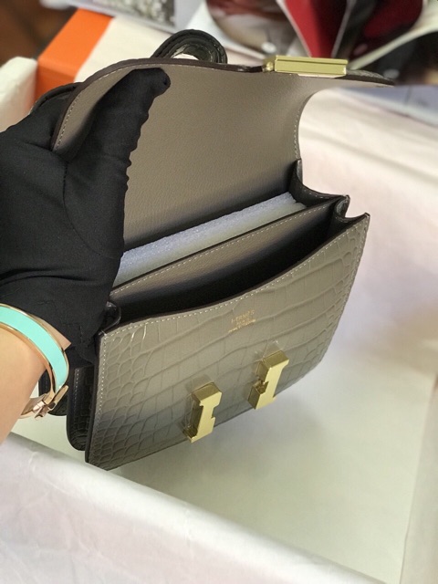 Túi HM constance da bò dập vân cá sấu cao cấp