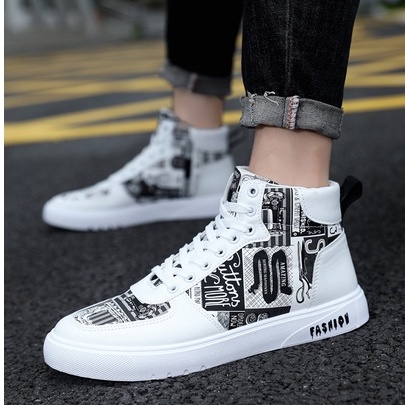 Giày cao cấp của nam giới da thường là giày thể thao sinh viên bốn mùa giải giày chạy màu trắng nhỏ