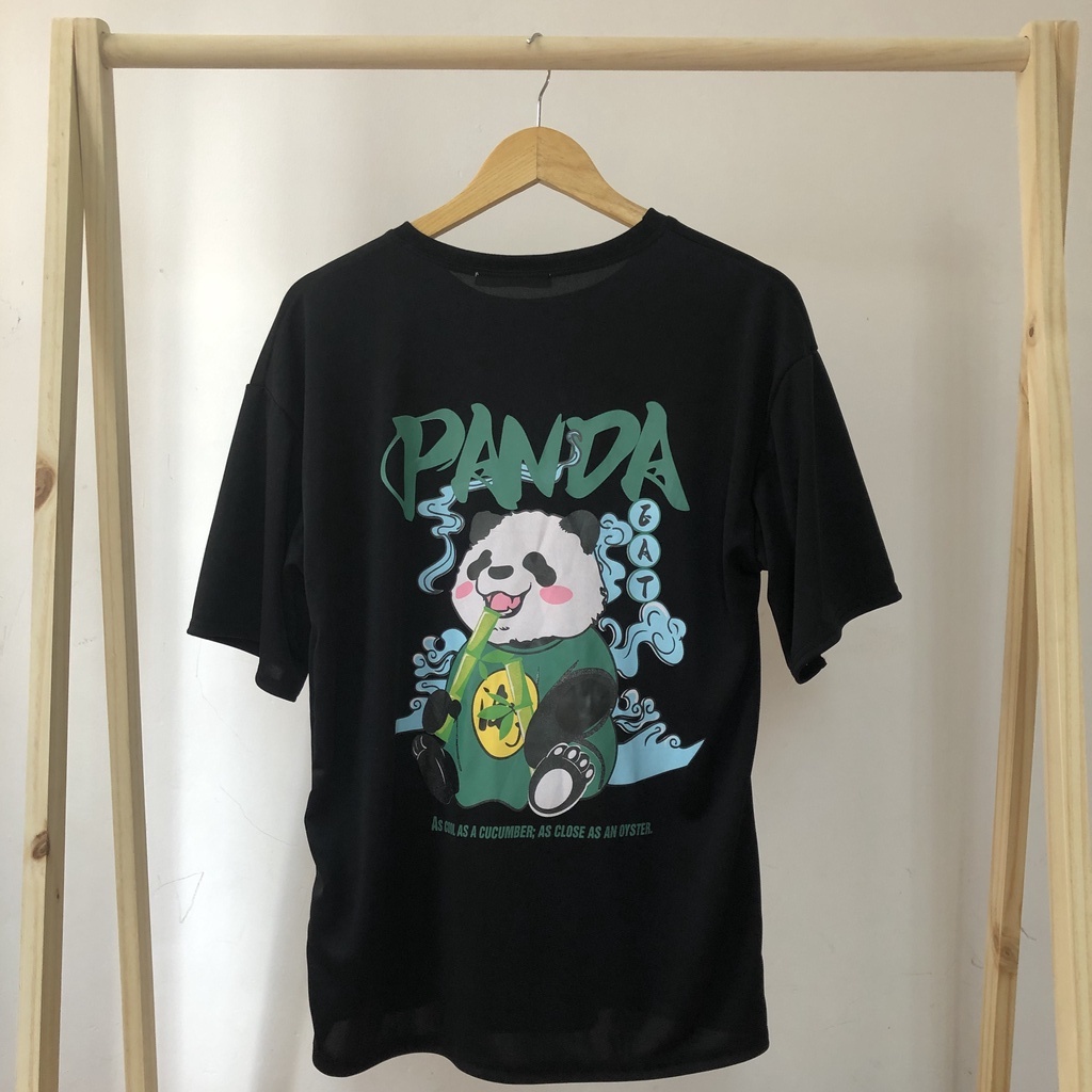 Áo thun tay lỡ unisex form rộng cho nam nữ phong cách hàn quốc GẤU TRÚC PANDA thiết kế dày dặn