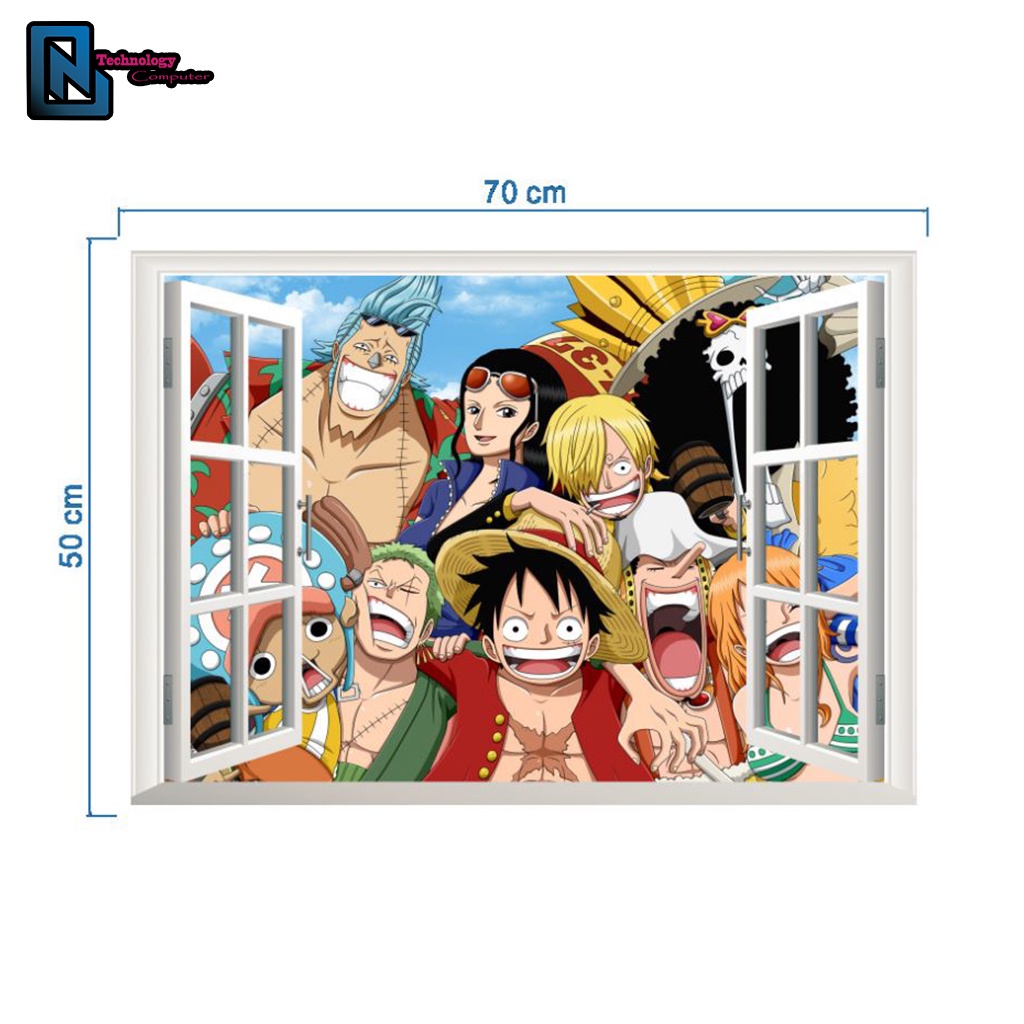 Miếng Decal 3d Dán Tường One Piece Luffy Nhân Vật Hoạt Hình