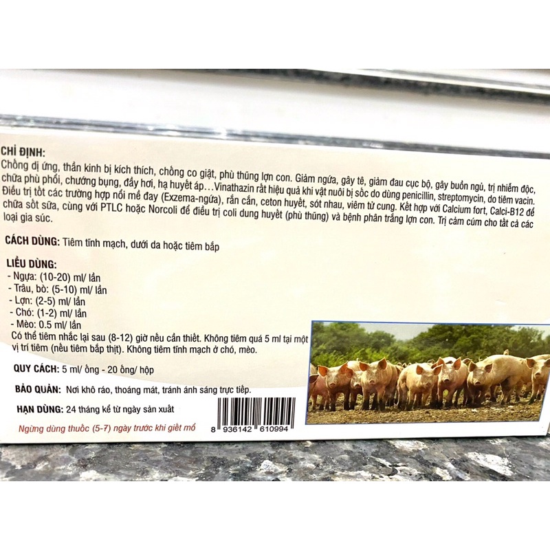 1 ống VINATHAZIN dùng cho trâu bò lợn gà chó mèo