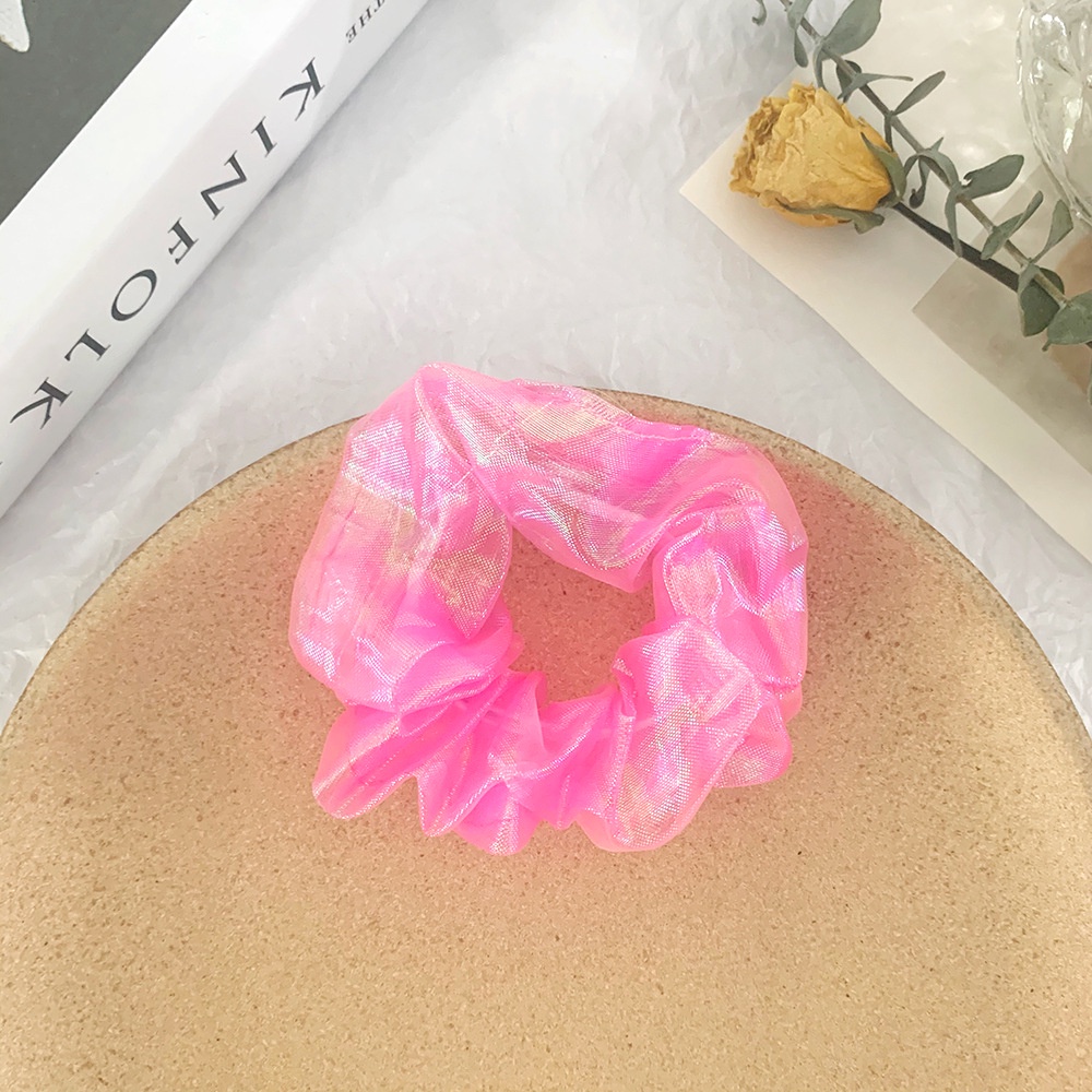 (0482) Scrunchies Chun Buộc Tóc Vải Voan Cứng Ánh Sáng Màu Sắc