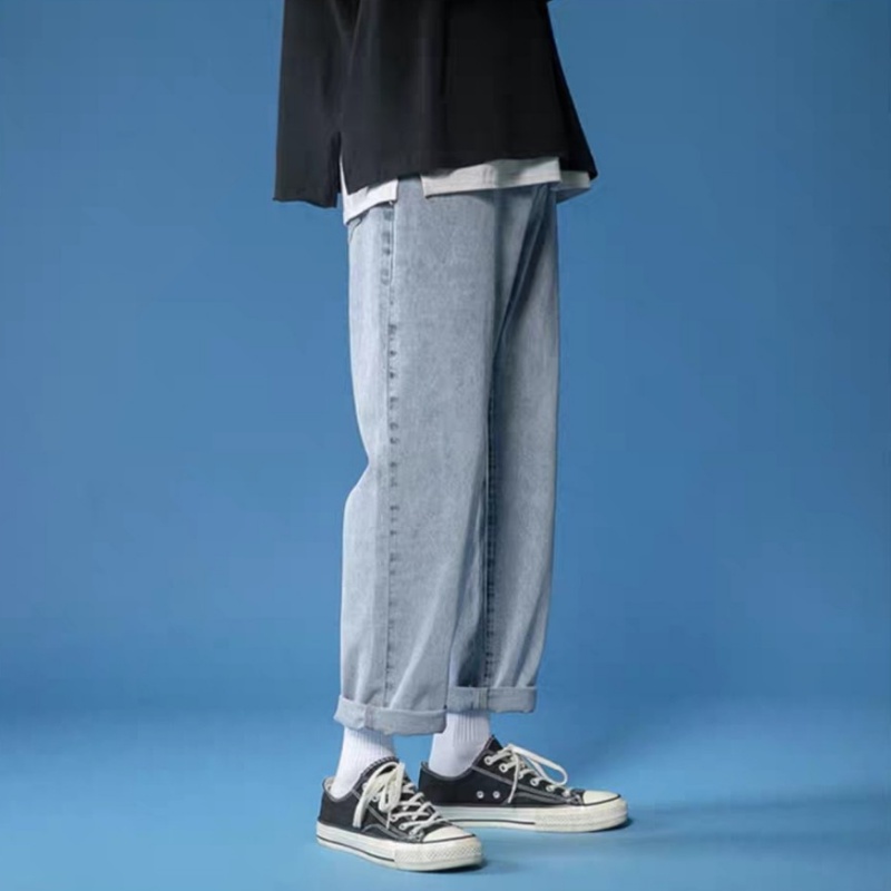 Quần Jean Nam, Quần Baggy xanh + đen, ống suông rộng SR01, Style hàn quốc-Trend Clothing!