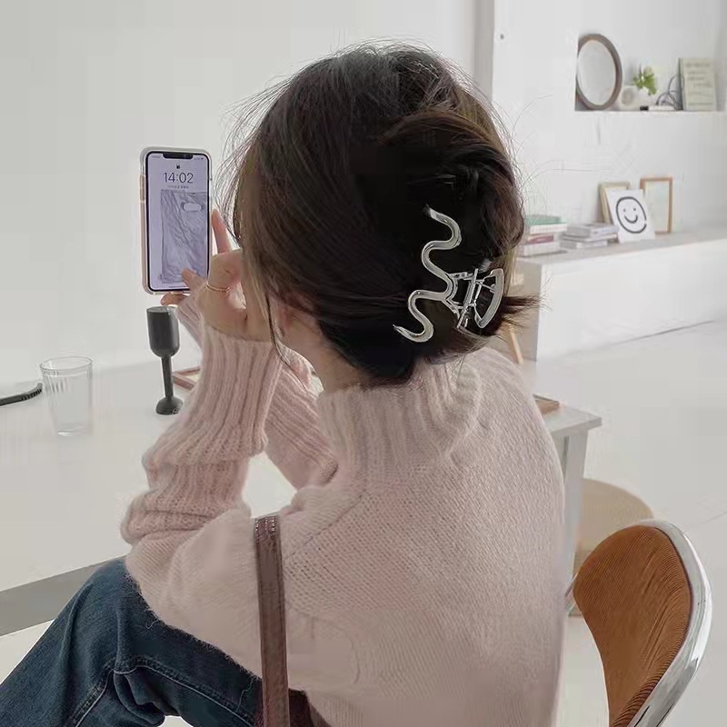 Kẹp Tóc Kim Loại Gợn Sóng Phong Cách Hàn Quốc Thanh Lịch Cho Nữ