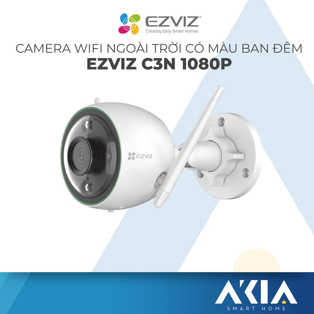 Camera ngoài trời ezviz C3N 2MP 1080p - quay đêm có màu, chống nước IP67, thuật toán AI phát hiện người, bảo hành 2 năm