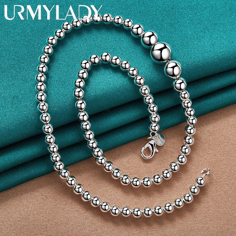 Vòng Cổ Hạt Tròn Bằng Bạc Sterling 925 18 Inch Thời Trang Cho Nam Nữ