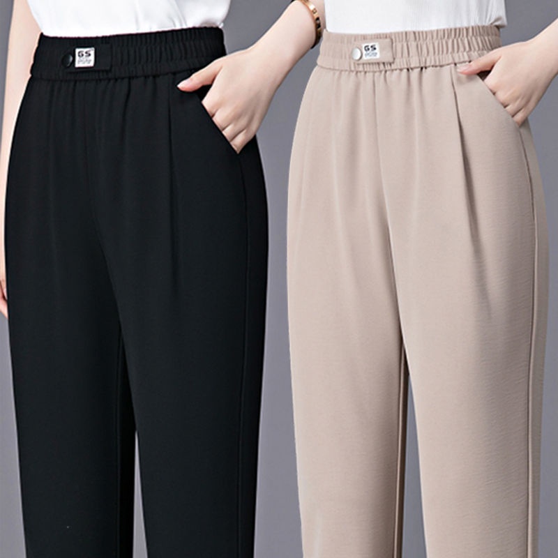 Plus Quần Dài Vải Lụa Mát Size Lớn Thời Trang Cho Phụ Nữ Trung Niên