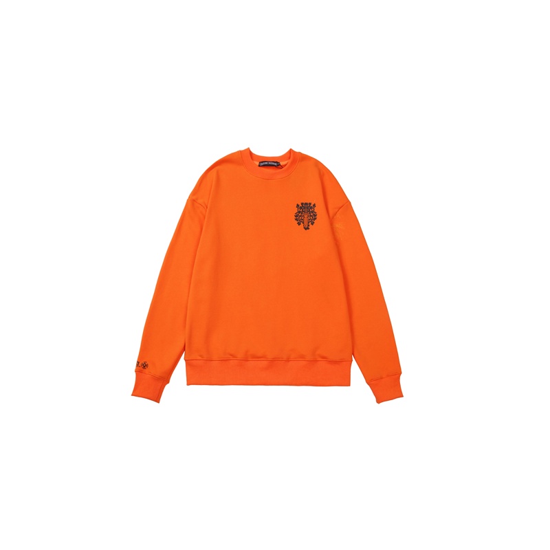 Áo sweater cổ tròn dáng rộng in hình cây kiếm hoa màu cam thời trang cho nam và nữ