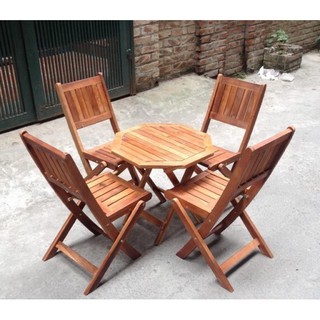 Bộ bàn ghế gỗ xếp cafe mini ( 1 bàn + 4 ghế )