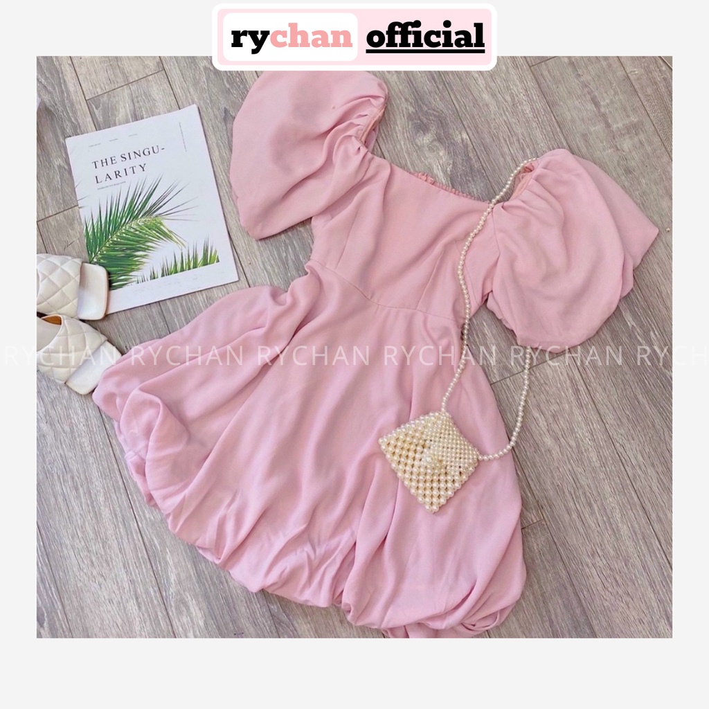 Đầm Xòe Hồng Dáng Ngắn Tay Phồng Nữ Tính [Ảnh Thật Cuối] - DX0048