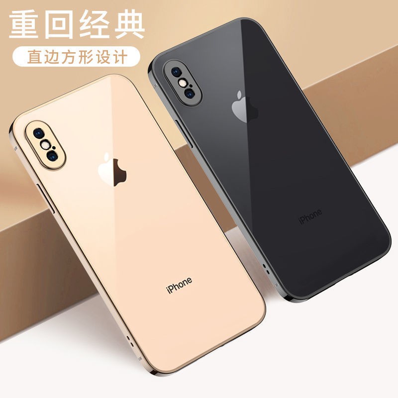 ✟✷ Ốp iphone Phụ kiện điện thoại lưng [Second change 12] xs max mobile phone case straight side electroplating iPhoneX all-inclusive transparent men s and women models