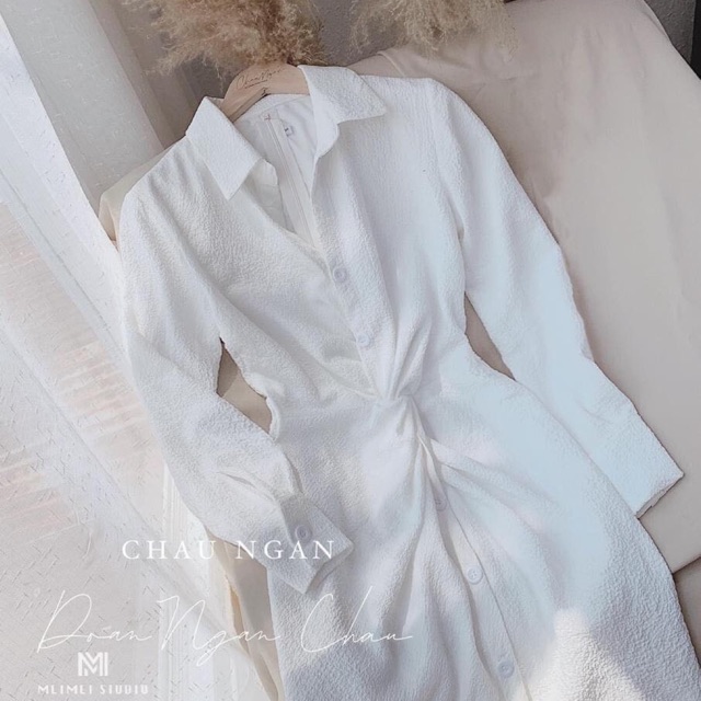 Váy sơmi xoắn eo