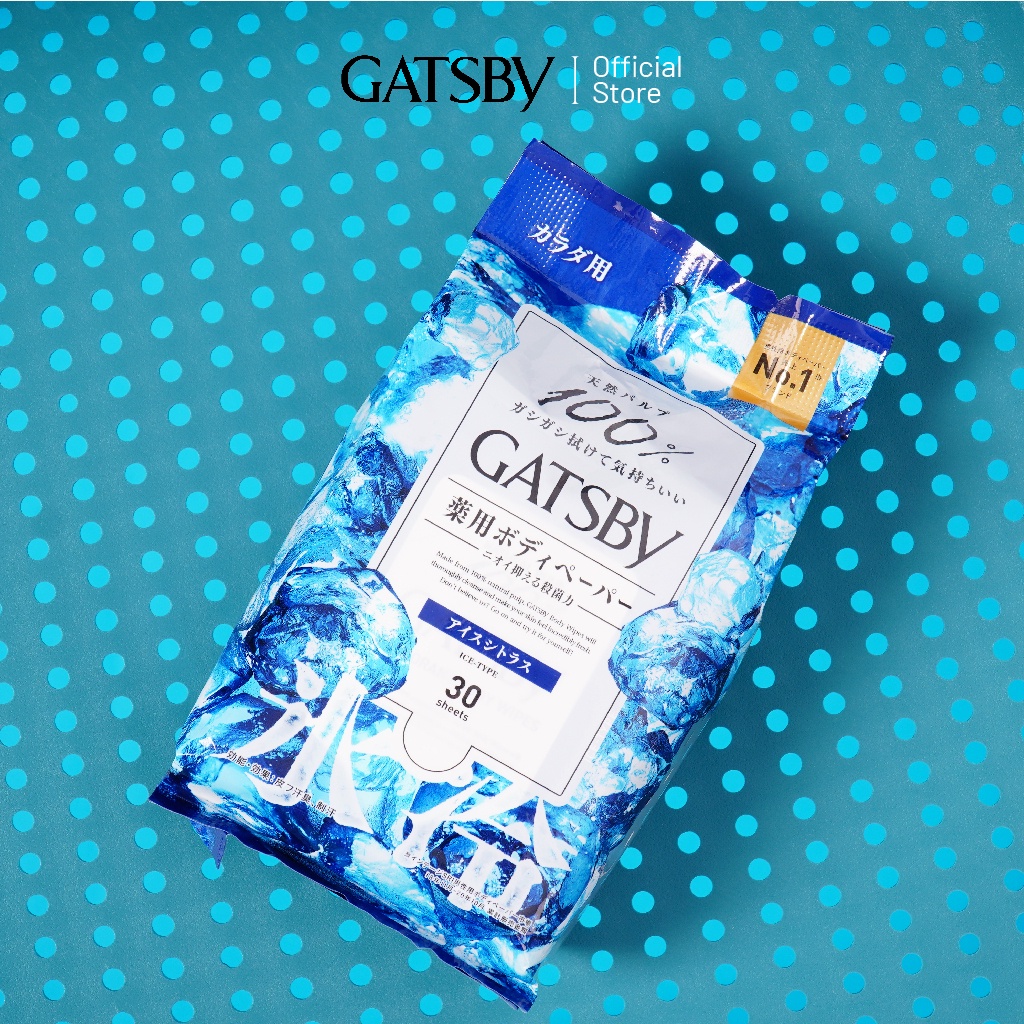 Khăn ướt khử mùi cơ thể mát lạnh GATSBY ICE-TYPE DEODORANT BODY WIPES ICE CITRUS U 30 tờ