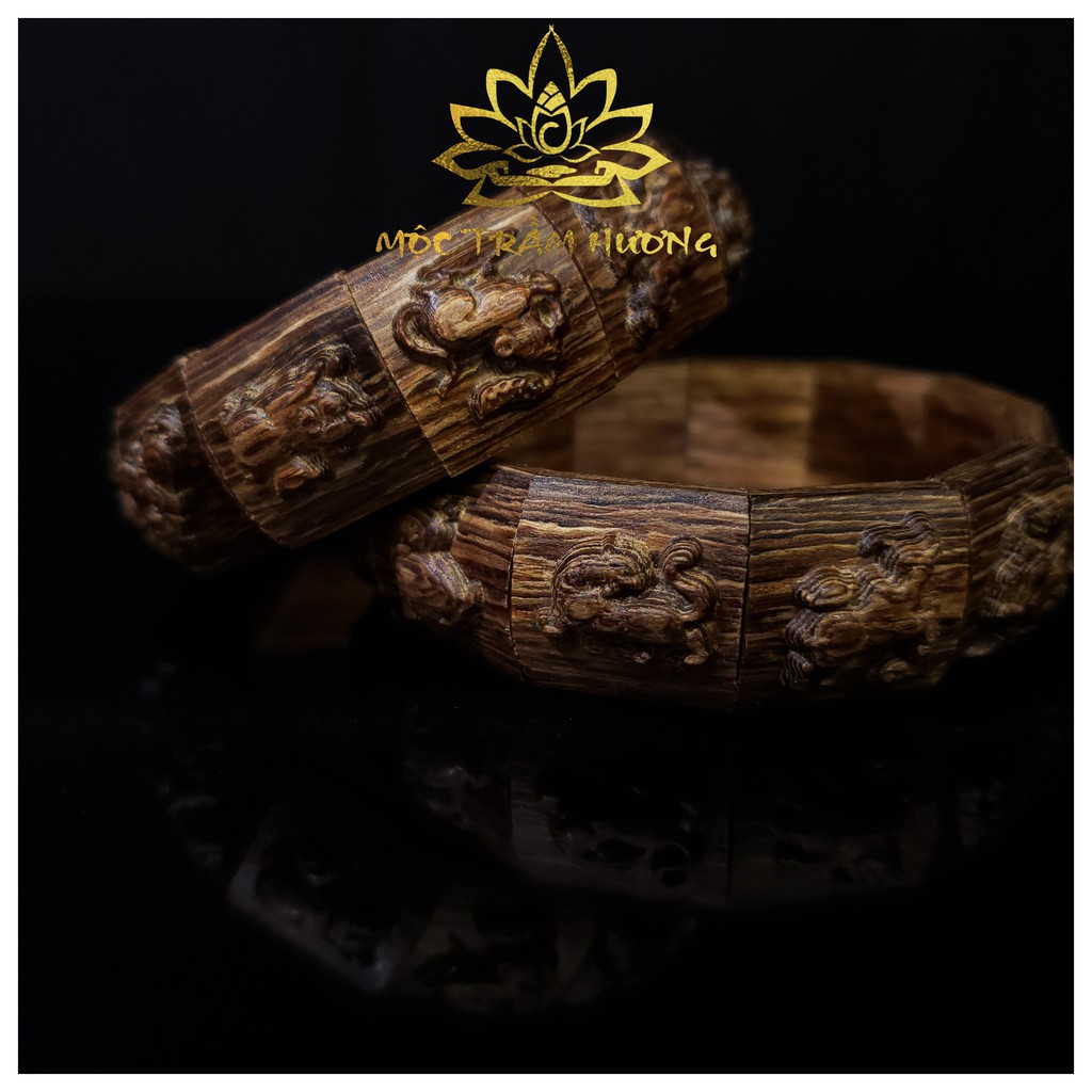Vòng Trầm Hương Sánh Tự Nhiên 12 con giáp Trầm Việt - Vòng Phong Thủy - Trầm Khắc 12 con giáp - MTH JEWELRY