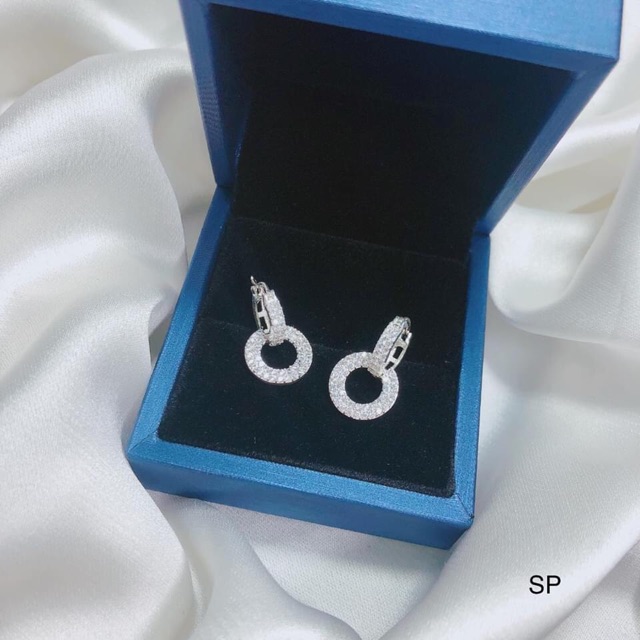 BÔNG TAI ĐÍNH ĐÁ KHOEN BẤM SANG CHẢNH - TRANG SỨC BẠC S925