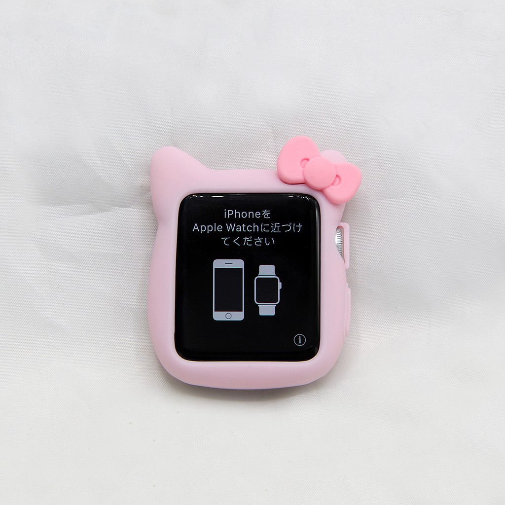 Khung Silicone chống sốc hình mèo Hello Kitty bảo vệ cho mặt đồng hồ Apple Watch Series 3/2/1 (38/42mm)