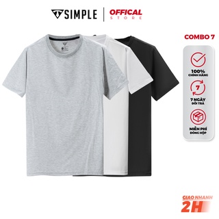 Combo 3 Áo Thun Nam Trơn TSimple Thời Trang Nhiều Màu Đen Trắng Xám