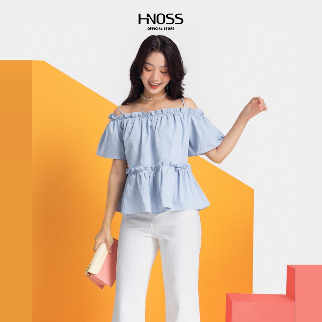 Áo Kiểu Nữ Thời Trang HNOSS 2 Dây Bẹt Vai Rút Nhún HNAKI049