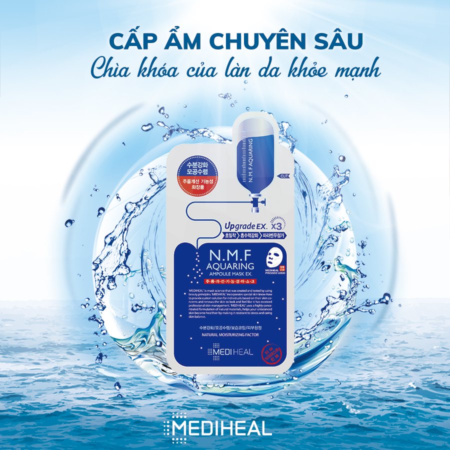 Mặt Nạ Mediheal NMF [MIẾNG LẺ] Cấp Nước Chuyên Sâu Dưỡng Da Mềm Mượt MEDIHEAL N.M.F Aquaring Ampoule Mask EX. 27ml