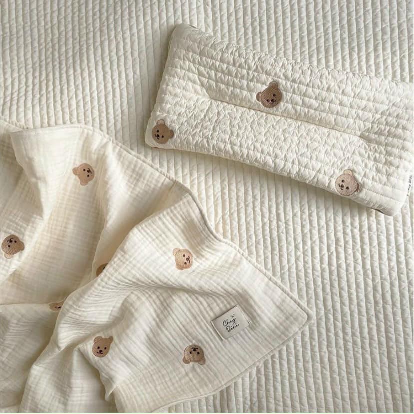 New Chăn Xô 6 Lớp Chezbebe Thêu Hình Gấu Shegomi