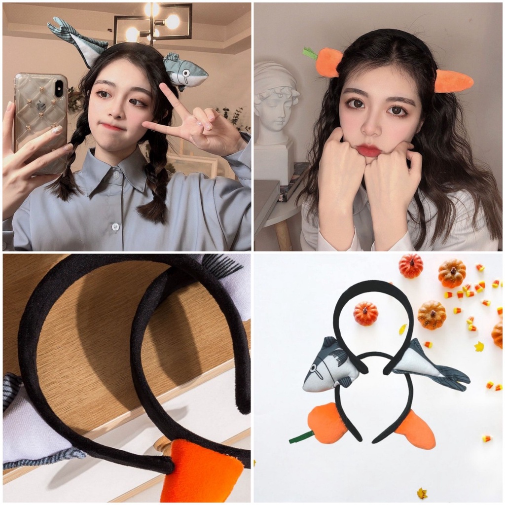 Bờm cài tóc Chimi PK028, bờm cute nhiều mẫu cua mắt lồi, cá mập, cà rốt, sừng hươu, dâu tây, tai gấu, mickey