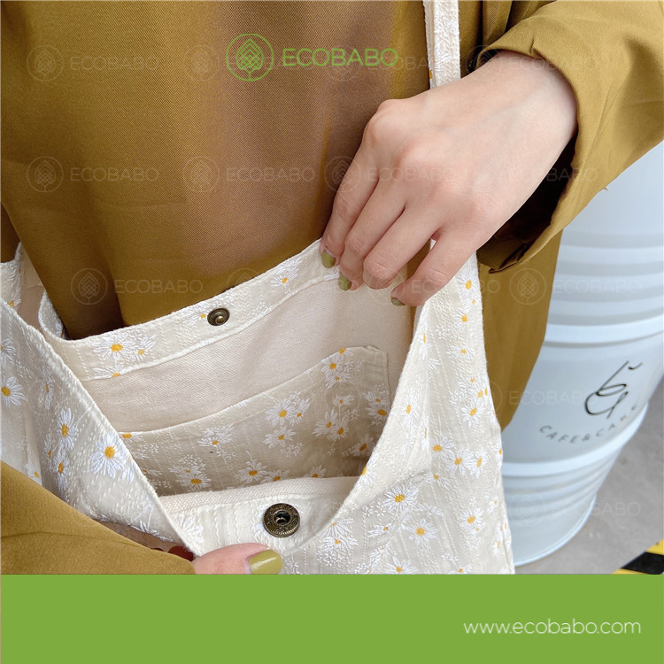 Túi hoa cúc đeo chéo vải bố phong cách trẻ trung - Ecobabo