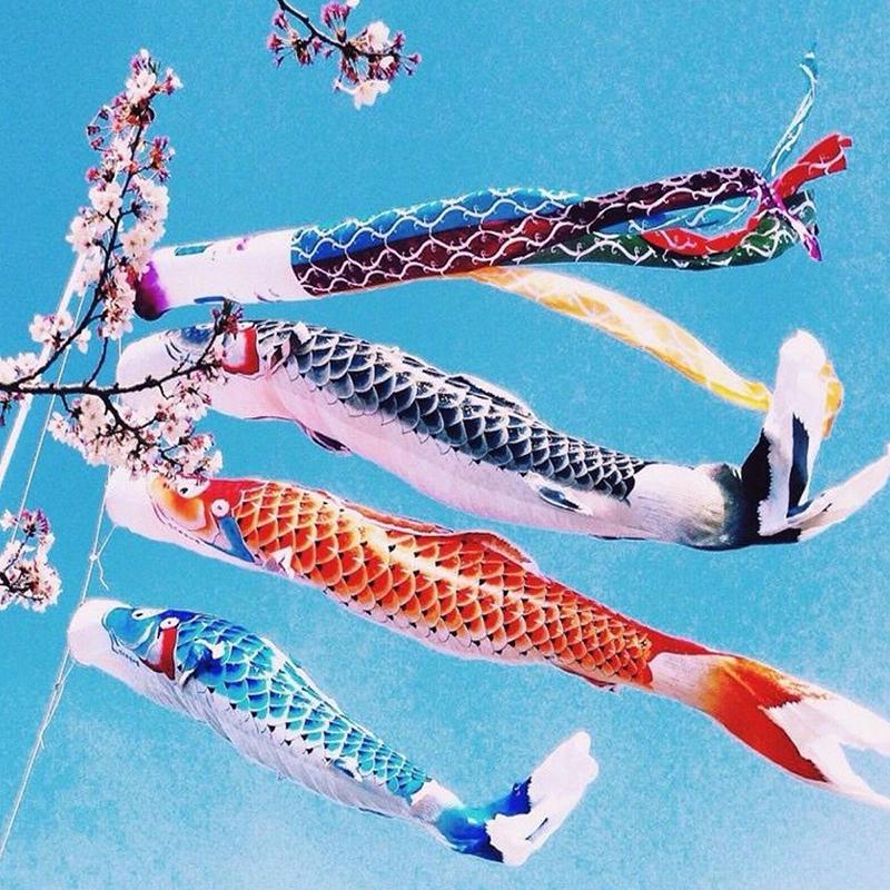 40cm/70cm/100cm Koi Nobori Cá Chép Gió Sock Koinobori Cá Cờ Sân Treo Trang Trí Nội Thất