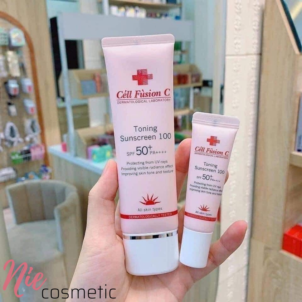 Kem chống nắng 10ml Cell Fusion C Toning Sunscreen màu hồng