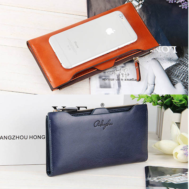 Women's Long Wallet Baellerry 8363 Pu Leather Multi-slot With Photo Grid Two-fold Zipper Design