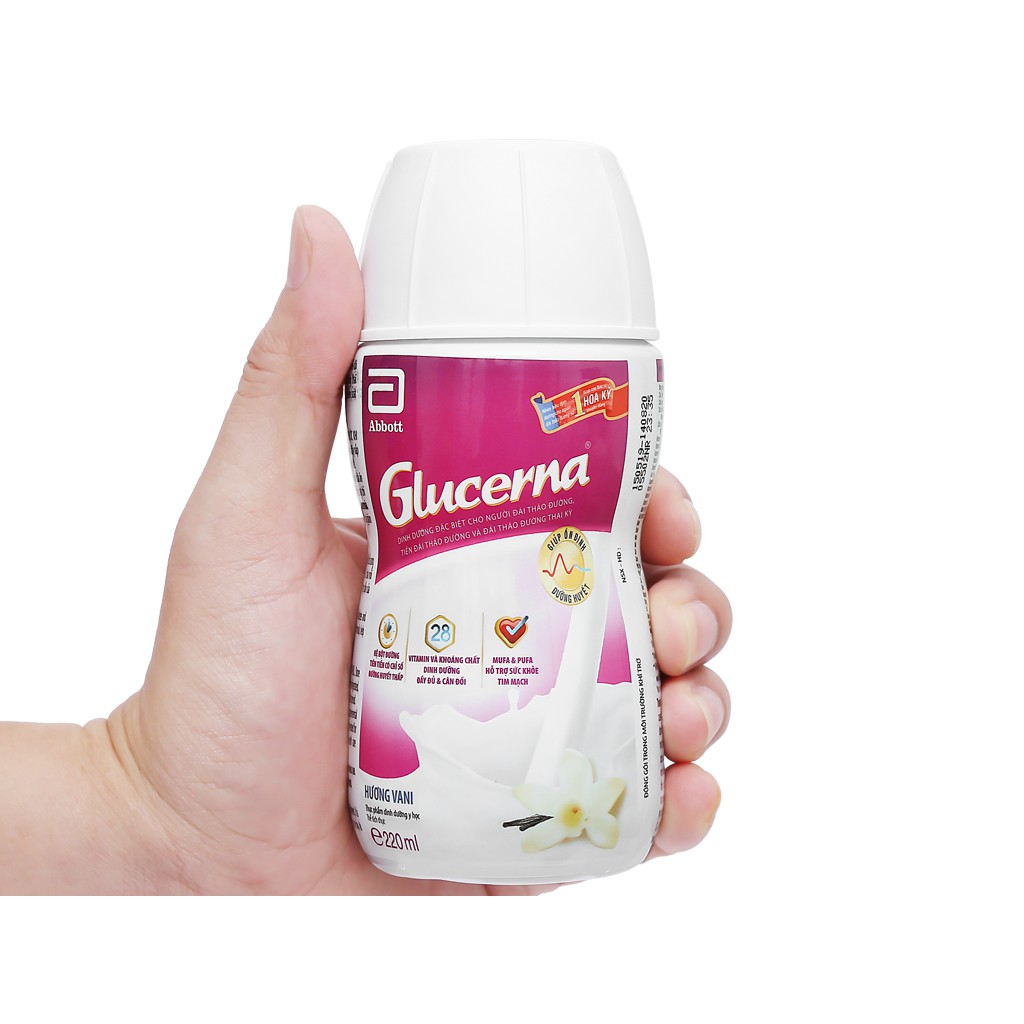 Lốc 6 chai sữa bột pha sẵn Glucerna vani 220ml (cho người tiểu đường)