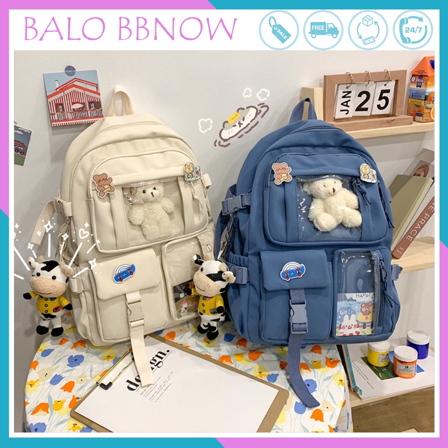 Balo nữ đi học giá rẻ thời trang đẹp cá tính BBNOW BL2 - tặng kèm sticker dễ thương