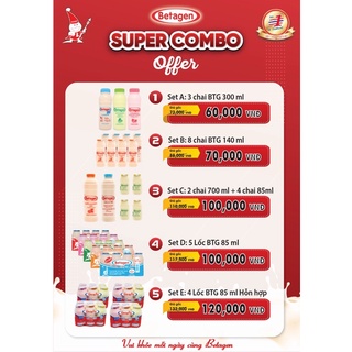 Sữa uống lên men BETAGEN - Set E (04 lốc 85ml hỗn hợp)