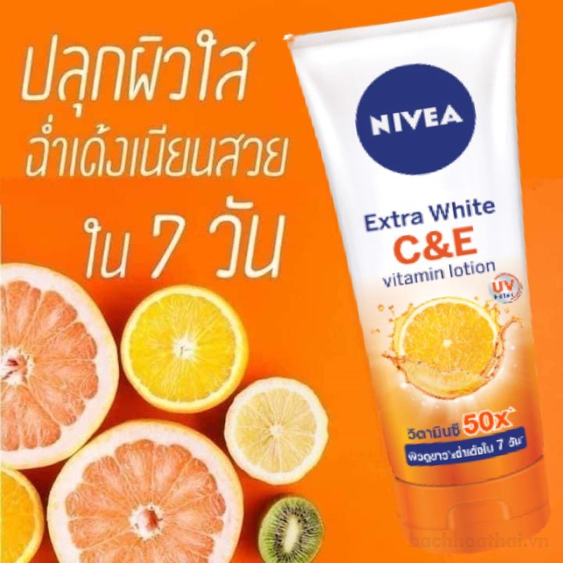 Lotion dưỡng thể ƙích trắŉg da Nivea Extra White C&amp;E vıtamın UV Filter Thái Lan