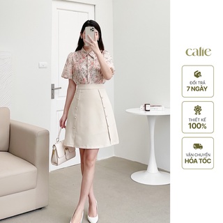 Chân váy dáng A xẻ phối cúc tôn dáng, chân váy dáng đứng công sở Calie CA031