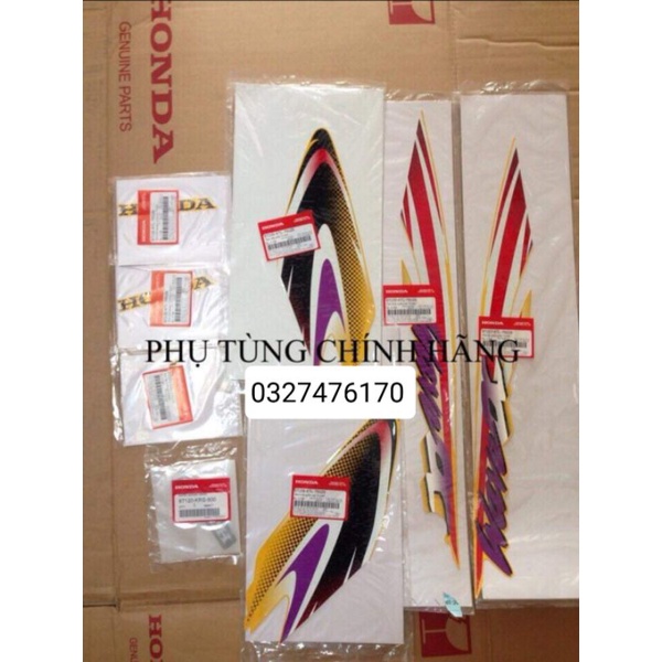 Full bộ tem dán xe wave alpha đời đầu màu đỏ tím zin honda