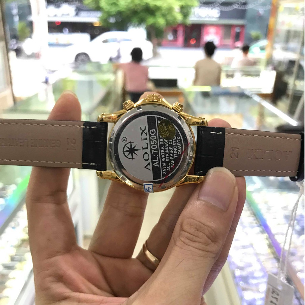 Đồng hồ nam AOLIX 7050G 6 Kim thể thao, full hộp chính hãng, kính sapphire chống xướ