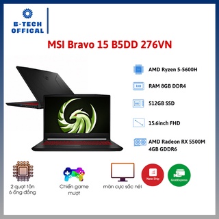 Laptop gaming MSI Bravo 15 B5DD 276VN R5-5600H/ 8GB/ 512GB/ 15.6 IPS/ WIN11