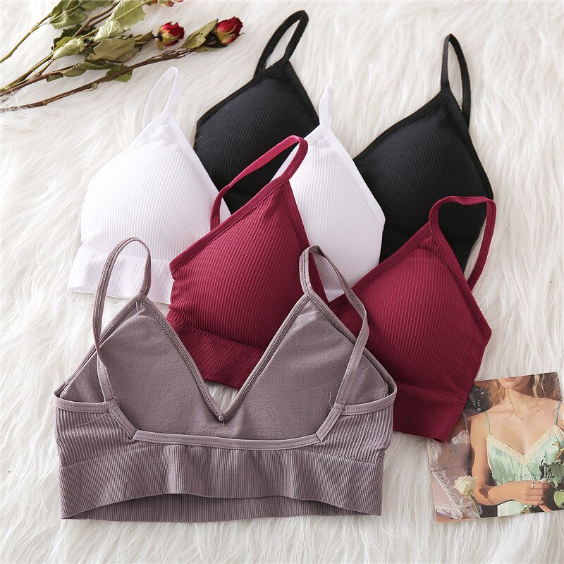 Áo hai dây TAKETALK cổ chữ V sâu hở lưng có mút đệm thoải mái kích thước S-XL dành cho nữ