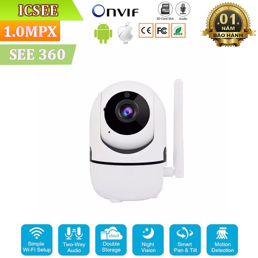 Camera Giám Sát Trong Nhà Icsee SEE360 - Hỗ Trợ 4 Đèn Hồng Ngoại Quay Đêm - Đàm Thoại 2 Chiều