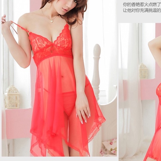 Váy ngủ sexy gợi cảm quyến rũ, Đầm ngủ xuyên thấu 2 dây kèm quần chip MI646