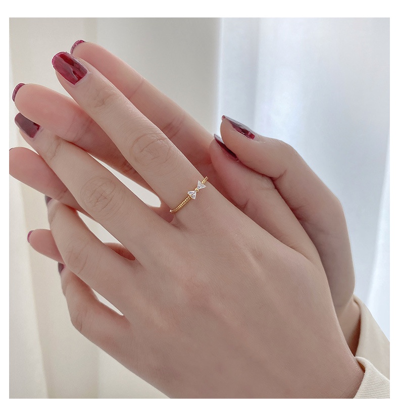 Nhẫn Hở Hình Nơ Bướm Đính Đá Zircon Đơn Giản Thời Trang Hàn Quốc Cho Nữ