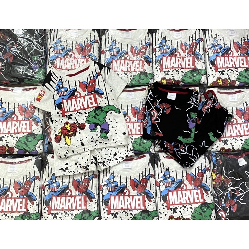 Set 2 bộ cotton cộc tay Marvel cho bé trai size từ 10-24 cân