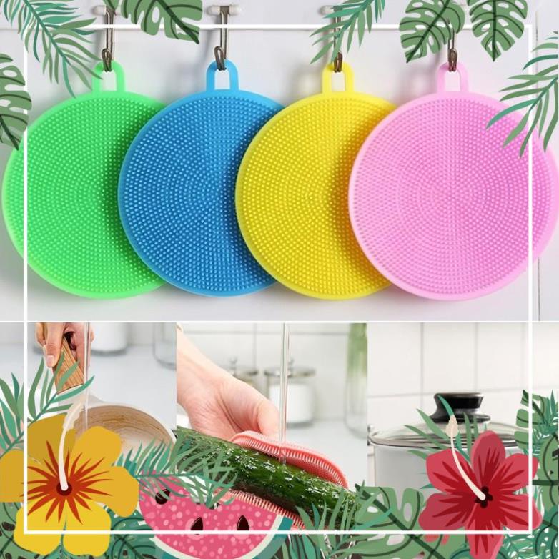 Miếng Cọ Rửa Chén Bát, Xoong Nồi Silicon Tiện Dụng Có Móc Treo Tường Thông Minh Đa Năng