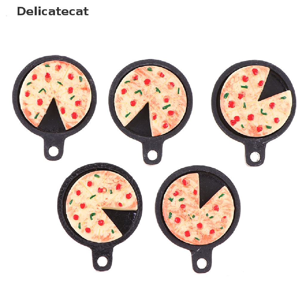 Set chảo pizza trái cây mini bằng nhựa resin trang trí nhà búp bê
