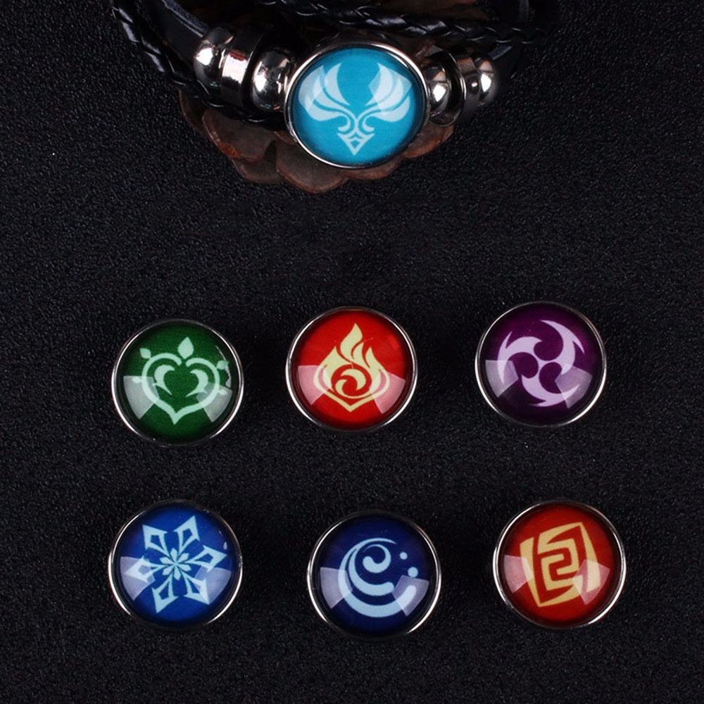 ANEMONE Vòng tay da PU hình mắt thần phản quang có thể điều chỉnh kích thước phong cách Punk Genshin anime Nhật Bản cá tính cho nam