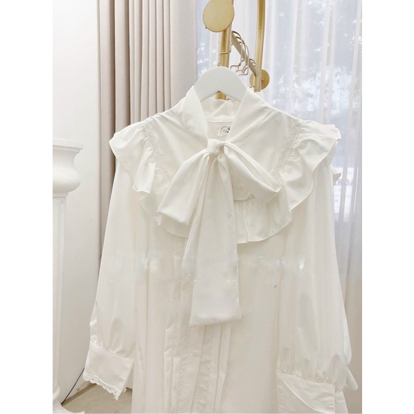 áo sơmi nữ dài phối tay ren cổ nơ  thanh lịch nhẹ nhàng SMB05 [ 100 chiếc đầu giá rẻ nhất] | BigBuy360 - bigbuy360.vn