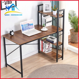 Bàn làm việc, bàn học chân sắt BLVKS001, bàn cho bé liền kệ sách đa năng