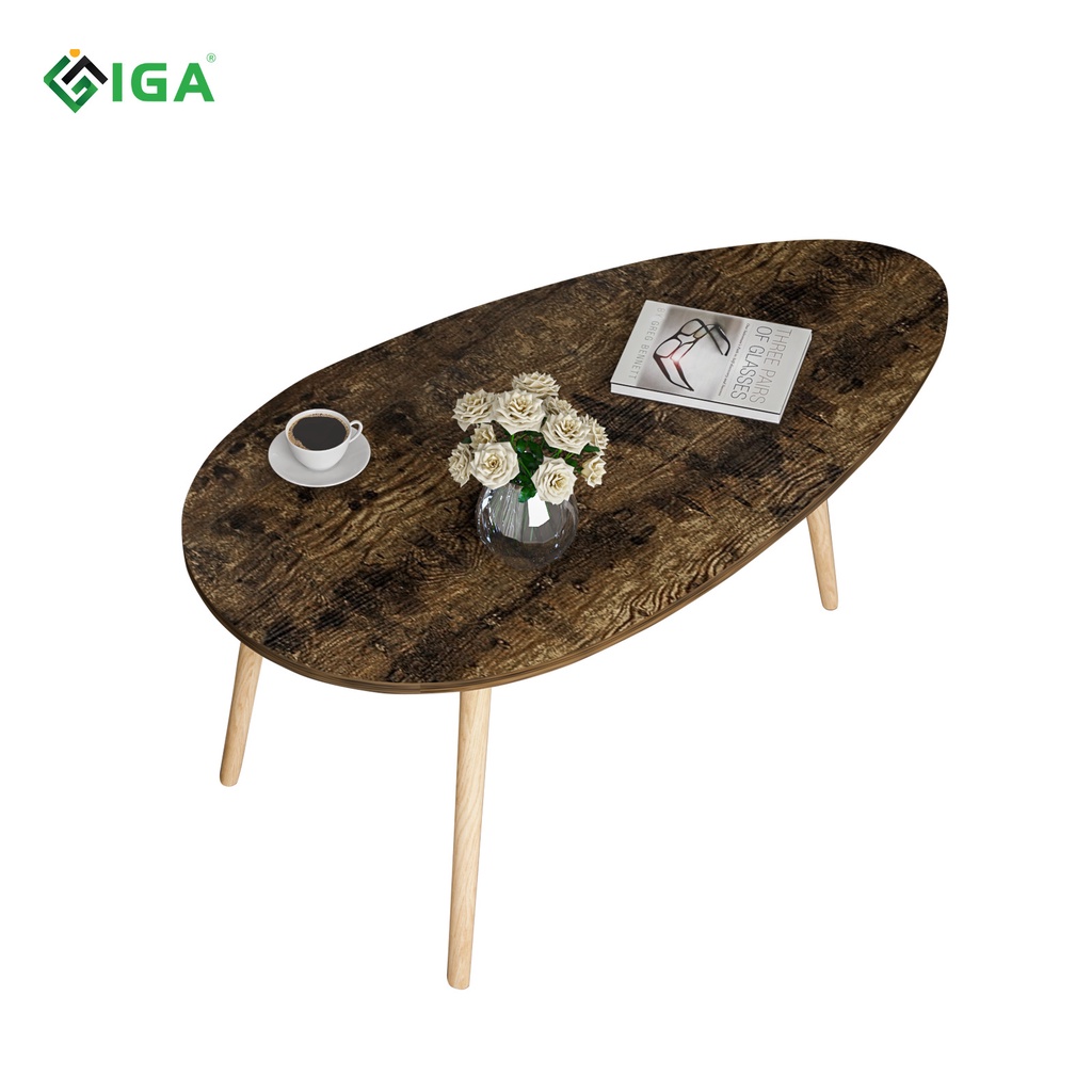 Bàn trứng 1 tầng chất liệu MDF gỗ cháy thương hiệu IGA.GP55.08