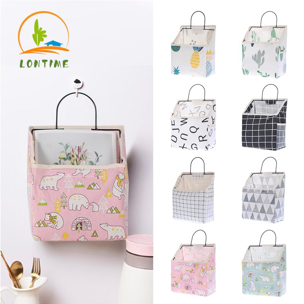 Túi Vải Cotton Lanh Đựng Đồ Có Móc Treo Tường Dùng Trong Ký Túc Xá Và Nhà Riêng