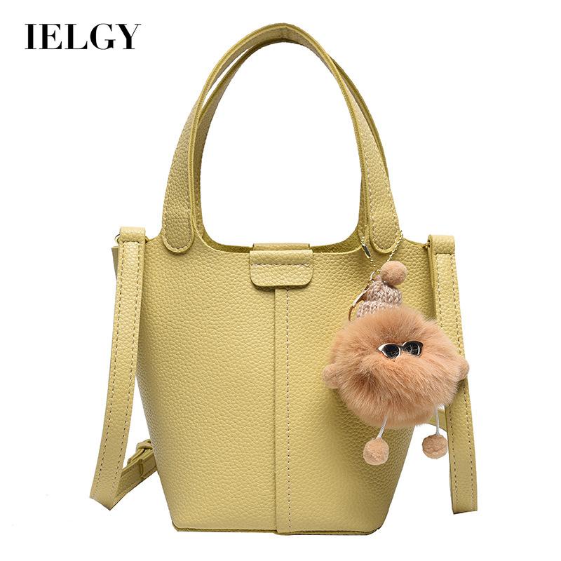 Túi đeo chéo IELGY làm từ da mềm màu trơn phong cách Hàn Quốc thời trang cho nữ